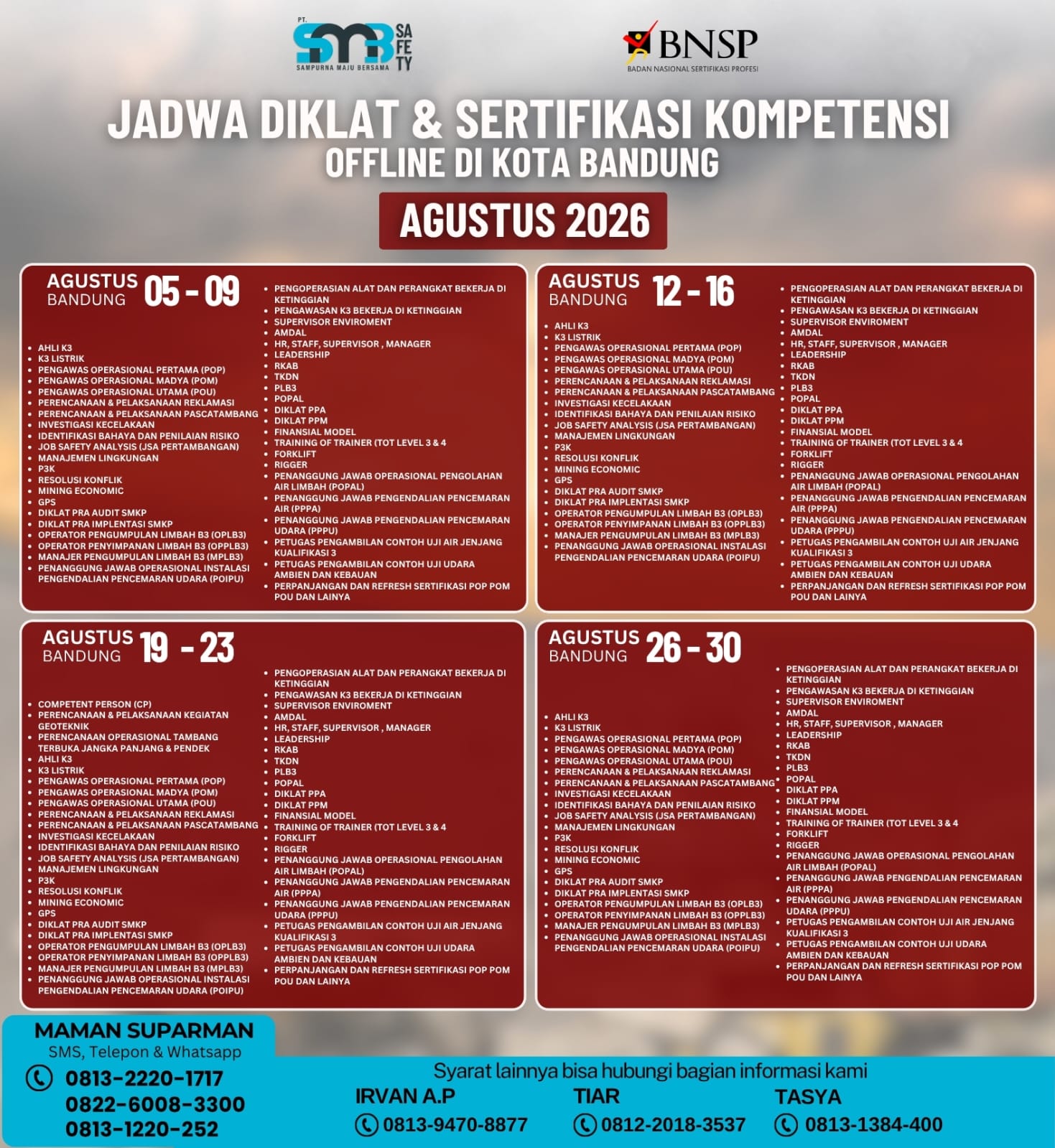 Diklan dan Sertifikasi Bulan Agustus