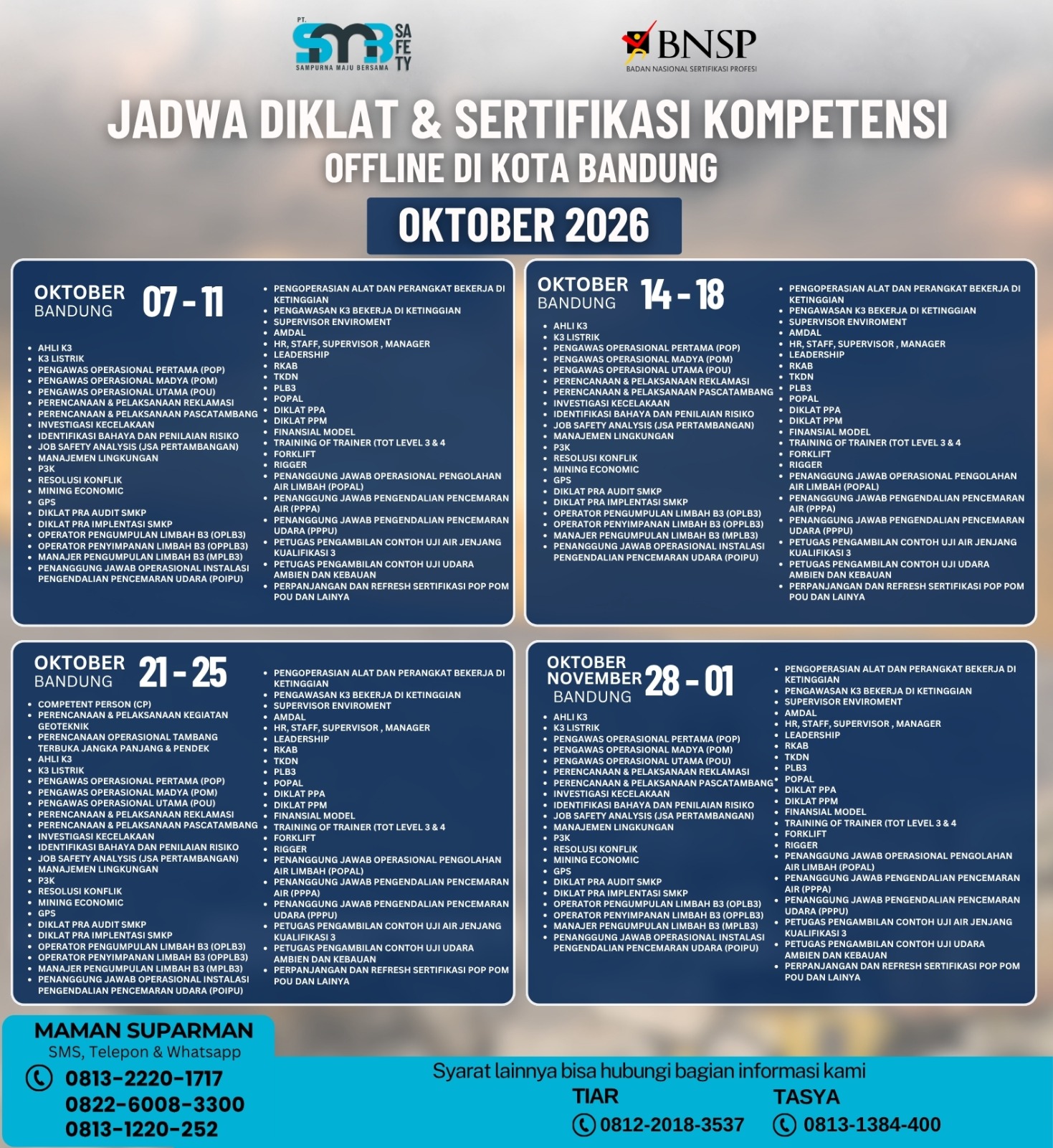 Diklan dan Sertifikasi Bulan Oktober